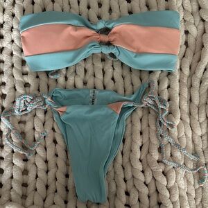 Zaful Blue and Pink Bikini Set